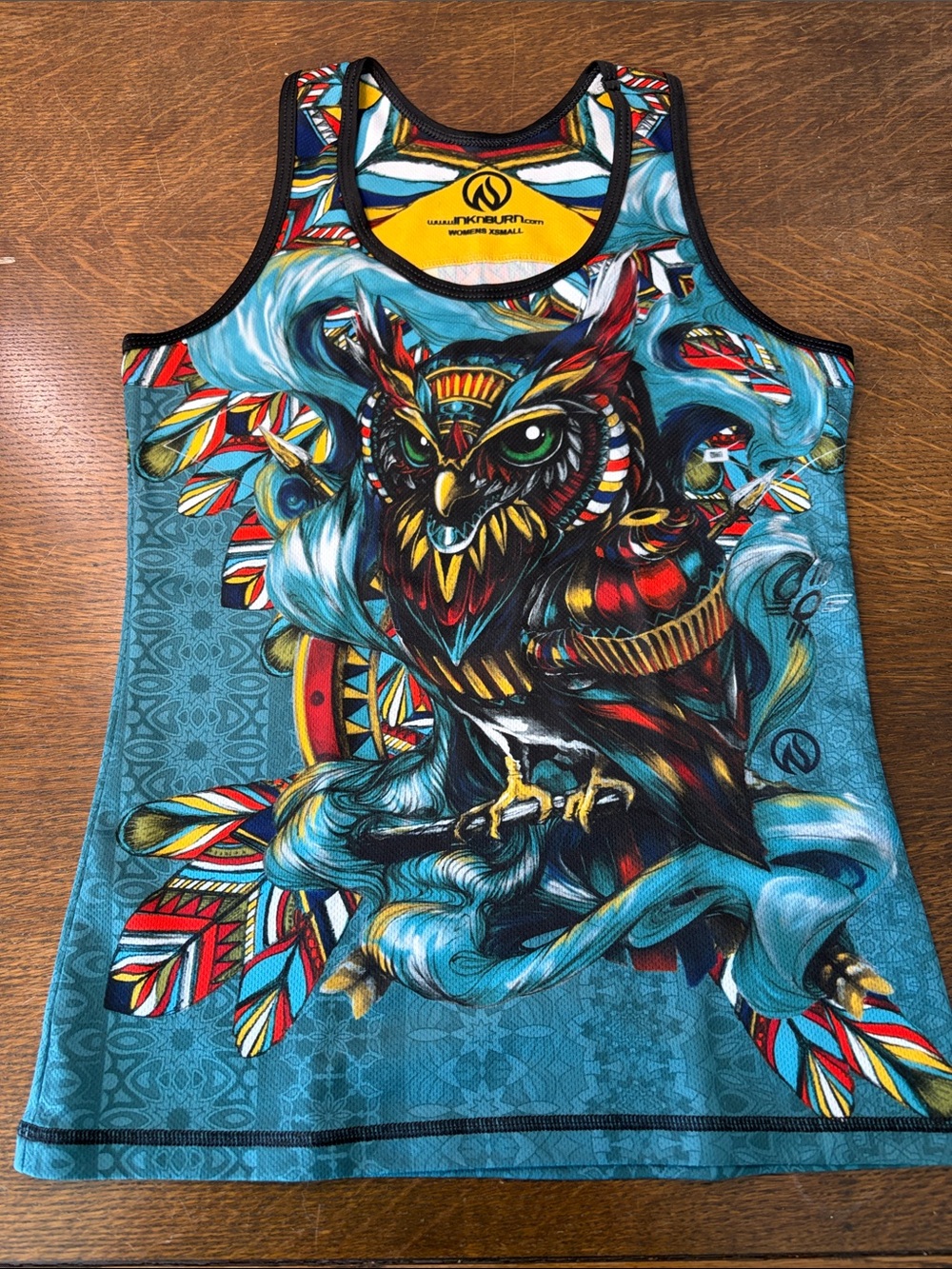 INKnBURN Women’s Wisdom the Owl XS Run Singlet